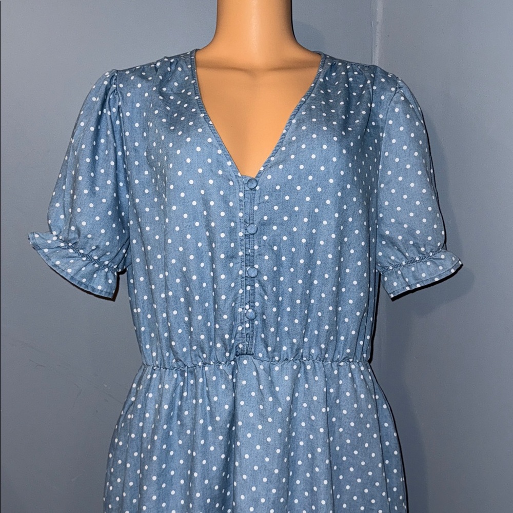 Robert Louis Polka Dot Button-Up Dress - Size large - Picture 2 of 7